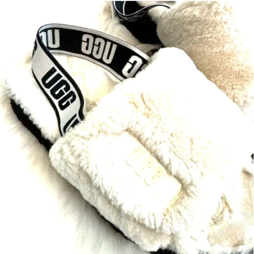 UGG disco white fur platform slide slipper sandals - Picture 7 of 8